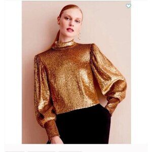 A.L.C. Margaret Sequin Mock Neck Long Sleeve Party Top NWT Size 8